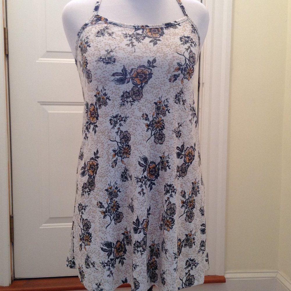 No Boundaries Tan flower dress spaghetti straps L